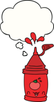 cartoon ketchup bottle and thought bubble png