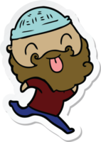 sticker of a running man with beard sticking out tongue png