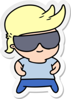 sticker cartoon kawaii kid with shades png