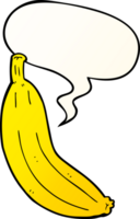 banana de desenho animado e bolha de fala em estilo gradiente suave png