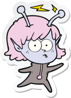 sticker of a cartoon alien girl png