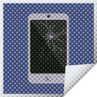 cracked screen cell phone graphic square sticker png