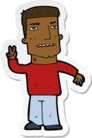 sticker of a cartoon man giving peace sign png