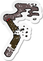 retro nödställd klistermärke av en tecknad trasig cigarr png