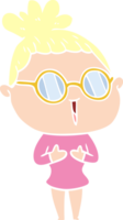 flat color style cartoon woman wearing spectacles png