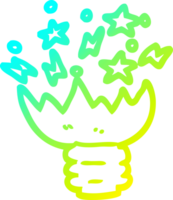 cold gradient line drawing of a cartoon exploding light bulb png