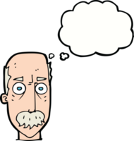 cartoon man with mustache with thought bubble png