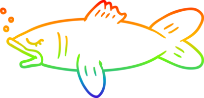 rainbow gradient line drawing of a cartoon fish png