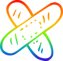 rainbow gradient line drawing of a cartoon medical sticking plaster png