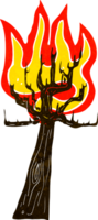 árvore dos desenhos animados em chamas png