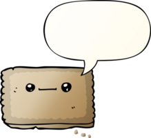 cartoon biscuit with speech bubble in smooth gradient style png