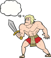 cartoon fantasy hero man with thought bubble png