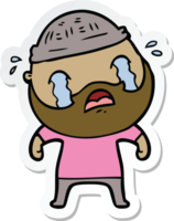 sticker of a cartoon bearded man crying png