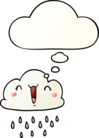 cartoon storm cloud with thought bubble in smooth gradient style png