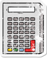 distressed sticker of a cartoon calculator png