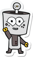 sticker of a happy cartoon robot waving hello png