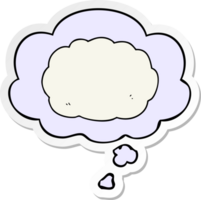 tekenfilm wolk met gedachte bubbel net zo een gedrukt sticker png