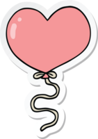 sticker of a cartoon love heart balloon png