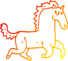 warm gradient line drawing of a cartoon magnificent stallion png