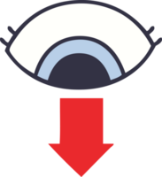 flat color retro cartoon of a eye pointing down png