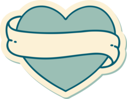 sticker of tattoo in traditional style of a heart and banner png