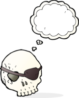 cartoon skull with eye patch with thought bubble png