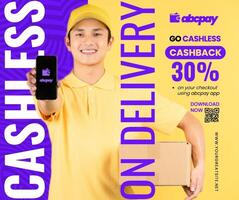 Fintech App Cashless on Delivery Promotion Ad for Facebook Post template