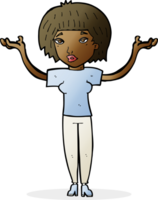 cartoon woman shrugging shoulders png