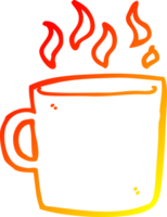 warm gradient line drawing of a cartoon hot cup of coffee png