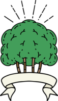 scroll banner with tattoo style tree png