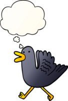 cartoon duck running with thought bubble in smooth gradient style png