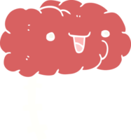 happy flat color style cartoon brain png