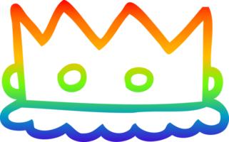 rainbow gradient line drawing of a cartoon royal crown png