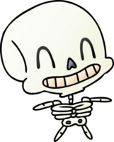 hand- getrokken helling tekenfilm van spookachtig kawaii skelet png