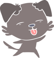 flat color style cartoon dog sticking out tongue png