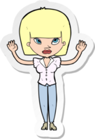 sticker of a cartoon woman with raised hands png