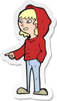 sticker van een cartoon wijzende tiener png