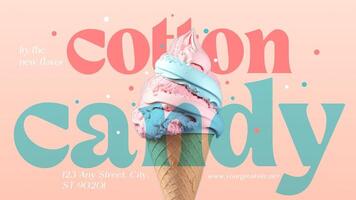 Cotton Candy Ice Cream Promotion Template for Twitter Post