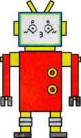 rétro grunge texture dessin animé de une robot png