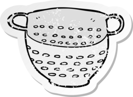 retro distressed sticker of a cartoon colander png