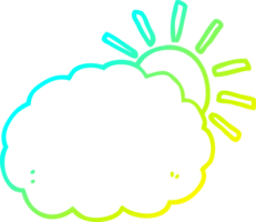 cold gradient line drawing of a cartoon sun and cloud symbol png