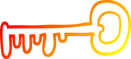 warm gradient line drawing of a cartoon metal key png