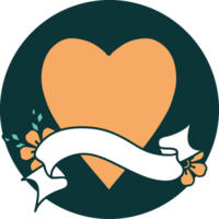 tattoo style icon with banner of a heart png
