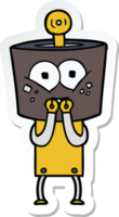 sticker of a happy cartoon robot laughing nervously png