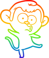 rainbow gradient line drawing of a cartoon surprised monkey png