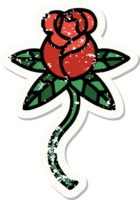 distressed sticker tattoo in traditional style of rose png