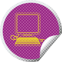 computer with mouse and screen circular peeling sticker png