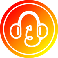Musik- Kopfhörer mit Teufel Schwanz kreisförmig Symbol mit warm Gradient Fertig png