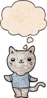 dessin animé chat avec pensée bulle dans grunge texture style png