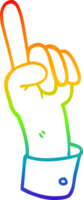 regenboog helling lijn tekening van een karton van hand- gebaar png